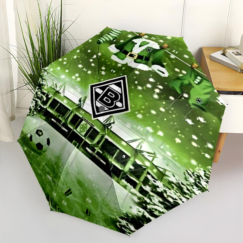 Borussia Monchengladbach logo Print Automatic Umbrella, 8 Rib Iron Frame, Plastic Handle, Suitable for Outdoor Travel &Daily , Ideal Gift