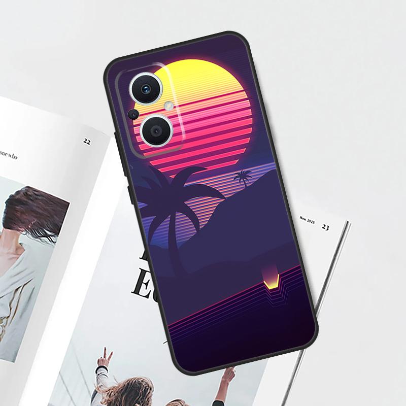 80s Retrowave Neon Palms Tree Funda For OPPO Reno 10 Pro 8 4 5 6 7 Lite 8T 4Z 5Z OPPO Find X5 Pro X3 X2 Neo X6 Pro Case