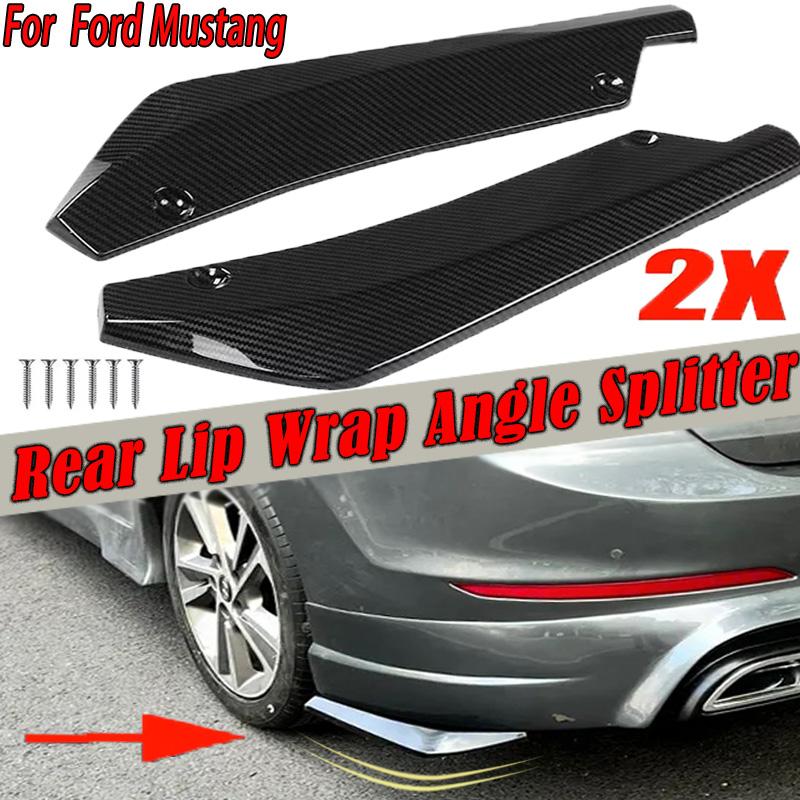 2Pcs Rear Bumper Splitter Lip Wrap Angle Spoiler Diffuser Cover Canard Chin For Ford Mustang 2000-2024 Shelby GT500 GT Mach-E