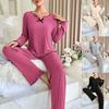 2024 European and American Style Twisted Edge Casual Women's Ribbed Pajama Set