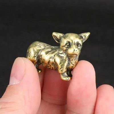 Neuer Massiver Reiner Messing Corgi Kupferschmuck Personalisiert und Interessant Hund Antike Bronze Handwerk Sammlung Ornamente