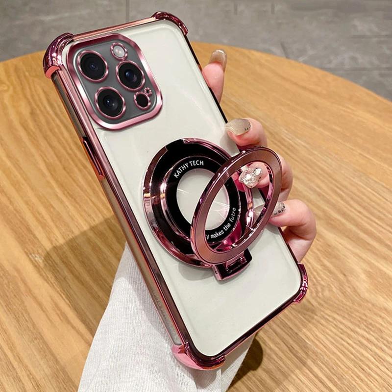 Shockproof Magnetic Bracket for Magsafe Clear Case for Funda vivo Y03 Y02 Y16 Y28 Y18 Y33S Y21S Y76 Y36 With Holder Stand Cover