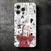Darling Zero Two 02 Anime Soft Phone Case for iPhone 16 16E 17 Air 15 Pro Max 14 Plus 13 Mini 11 12 7 Black Cover Back Shell