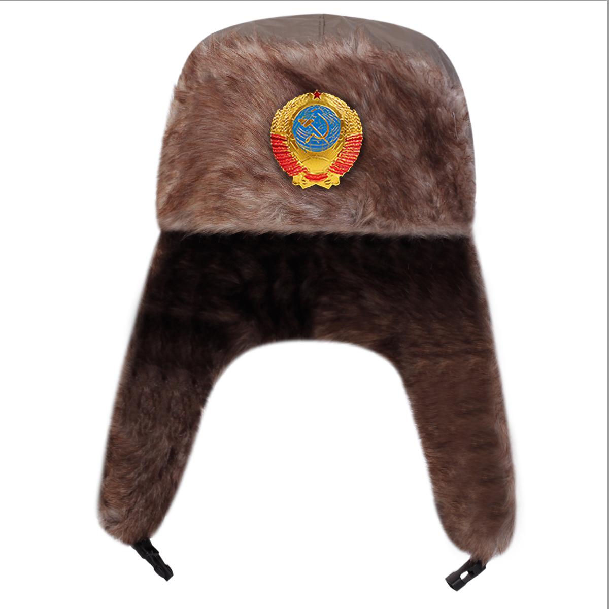 

Зимняя русская круглая эмблема шапка-ушанка мужская уличная ветрозащитная и холодостойкая шапка-авиатор модная и персонализированная пилотская шапка холодная шапка армия зеленый