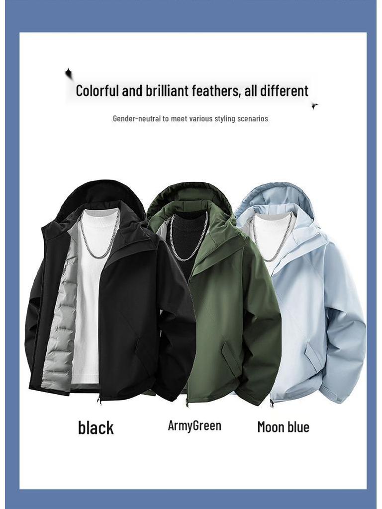 Premium 90% Down Shiny Hooded Men's Ski & Mountaineering Jacket