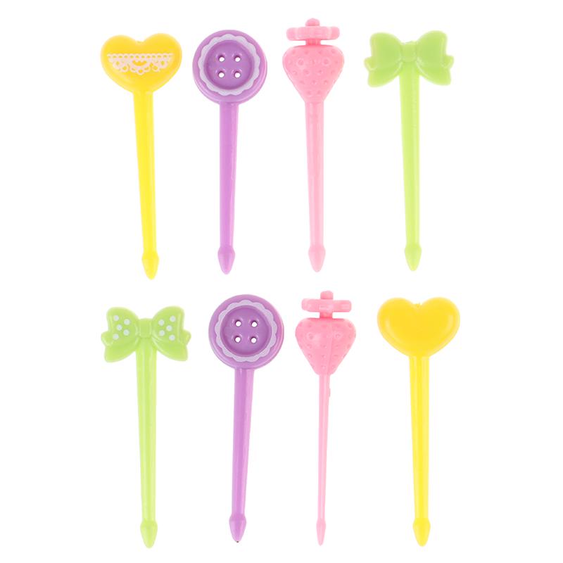 8Pcs Fruit Fork Mini Kids Snack Cake Dessert Food Pick Toothpick Bento Lunches