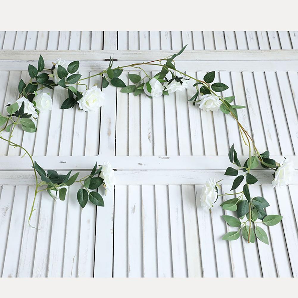 

1.8m Artificial Silk Rose Vines Decorative Fake Flower for Home Wall Garden Wedding Party Decor white