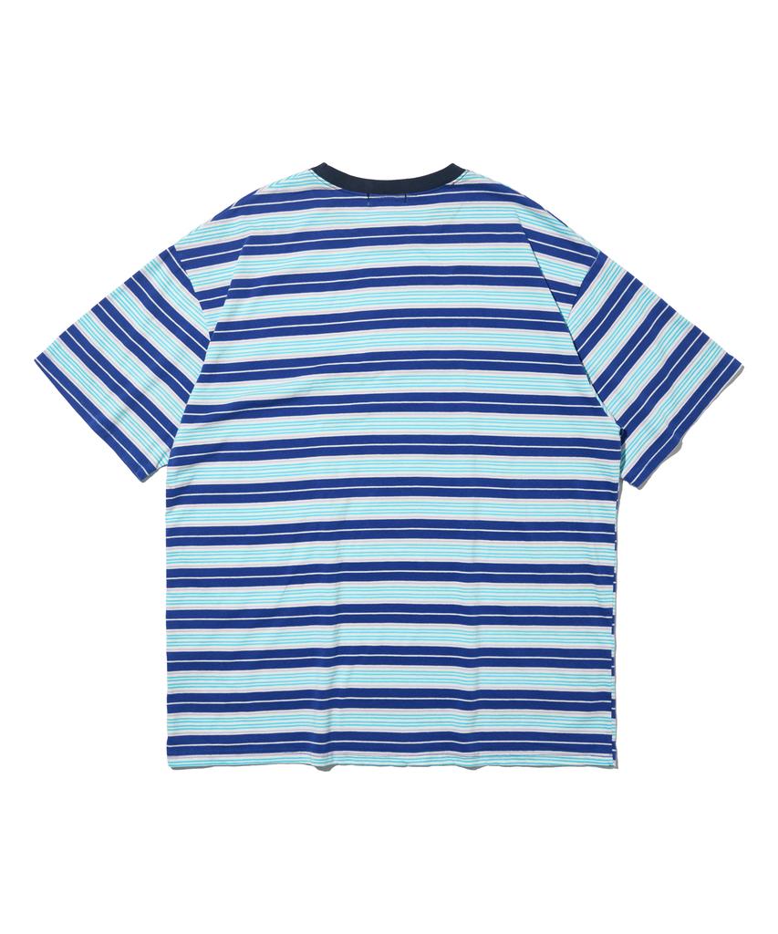 TAILOR STUDIO All Day Multi Stripe Short Sleeve T-Shirt (Blue)