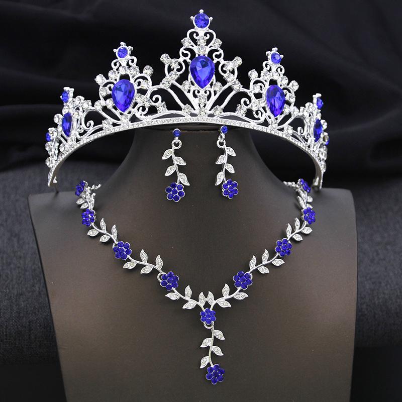 3Pcs Crown Bridal Jewelry Sets for Women Princess Tiaras and necklace earrings Prom Birthday Wedding Tiaras and Crowns Set