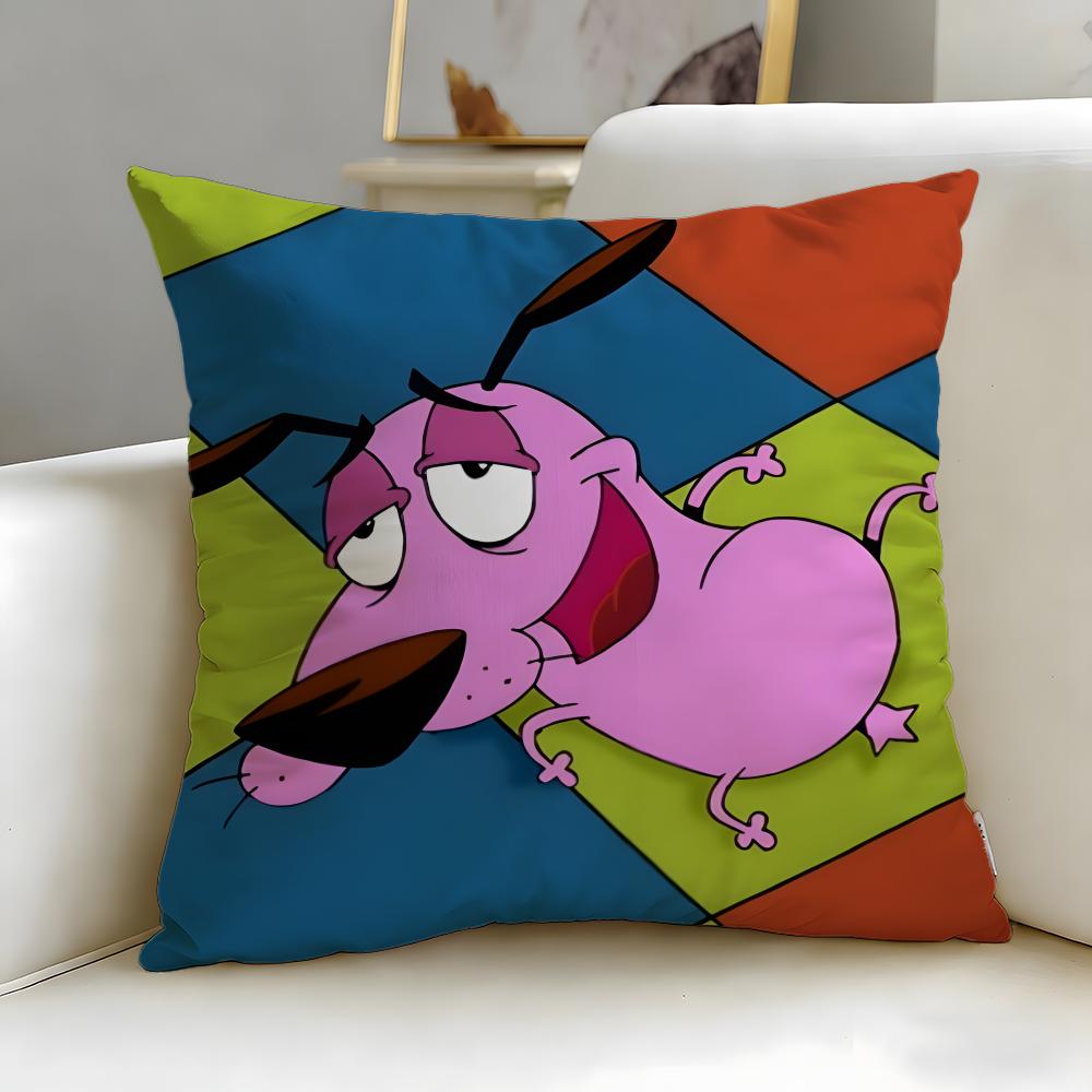Cartoon Courage the Cowardly Dog Cushion Cover Soft & Easy-Wash Pillow Case – Versatile for Couch, Bed, Travel and Office