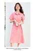 26 year new summer casual high-end shirt skirt, mid length skirt, waist cinching elegant short sleeved skirt, A-line skirt, dress, skirt