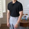 Polo a Maglia a Righe Verticali da Uomo Estate Nuove Slim Monocolore Traspiranti Colletto a Revers Business Manica Corta Polo Top