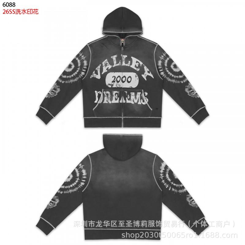Americká Vintage Volná Mikina s Výšivkou a Kalhoty Širokého Střihu Set Pro Dospívající Ležérní Streetwear