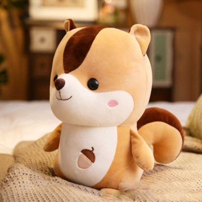 Squirrel-shaped  Doll Four-sided Elastic Crystal Velvet Small Raccoon Down Cotton Filled Plush Toy
