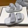 Fashion Fashion Flat Sandals Summer New Round Head Open Toe Crystal with Waterproof Table Anti-slip Wear-resistant Slippers