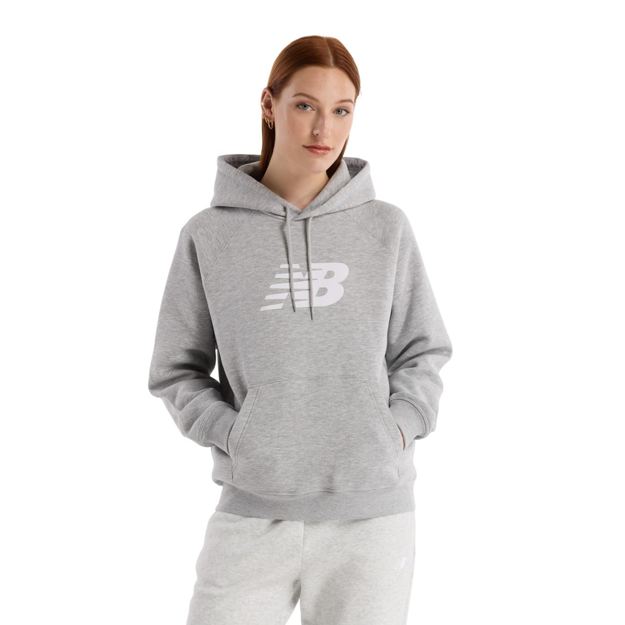 

New Balance Sport Fleece Logo Hoodie AG Size L (Fleece Lined) (WT43524) Women s (Athletic Gray)