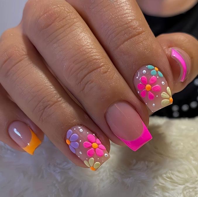 European And American Wearable Nail Piece Nail Art Wearable Nail French Flower False Nail Extension Removable Nail
