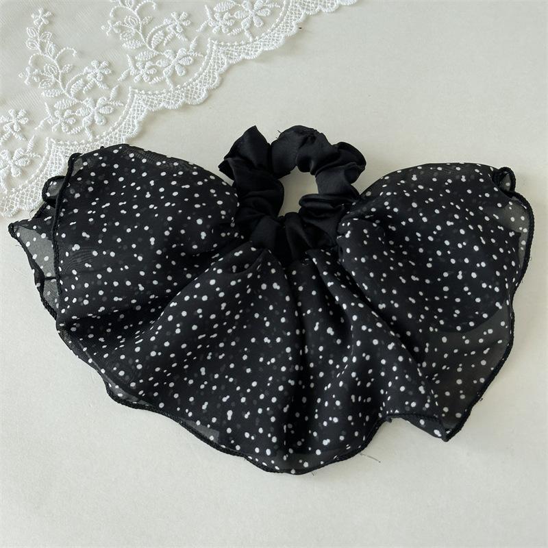 

Chiffon Scrunchies For Women Elastic Hair Bands Ponytail Holders Tie Wave Point Hair Hoop Scrunchy Rubber Bands Women Hair Ring чорний