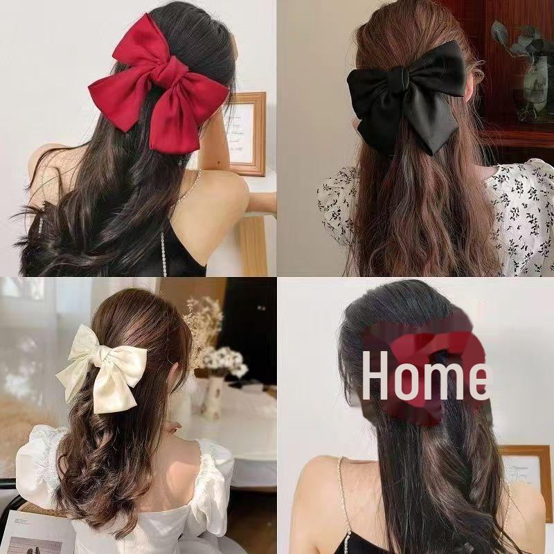 Épingle à cheveux coréenne en satin rouge vin – Accessoire de coiffure mignon et doux
