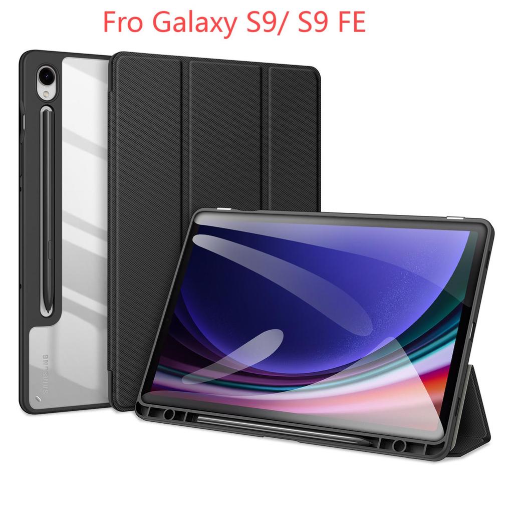 DUX DUCIS for Samsung Tab S10 Ultra S10 Lite S9 FE Plus Trifold Tablet Transparent Case with Stylus Pen Holder & Auto Sleep Wake