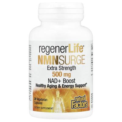 Natural Factors, RegenerLife®, NMN Serge, 500 Mg, 30 Veggie Capsules
