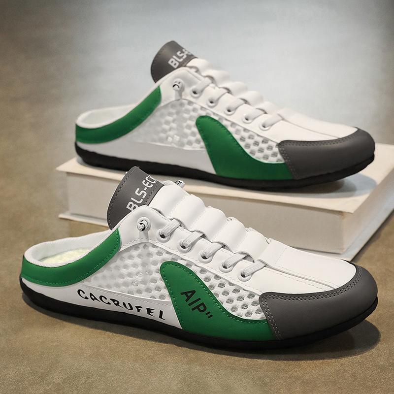 Baotou half slippers men's summer breathable men's shoes one pedal lazy shoes men's non-slip and deodorant heel sandals