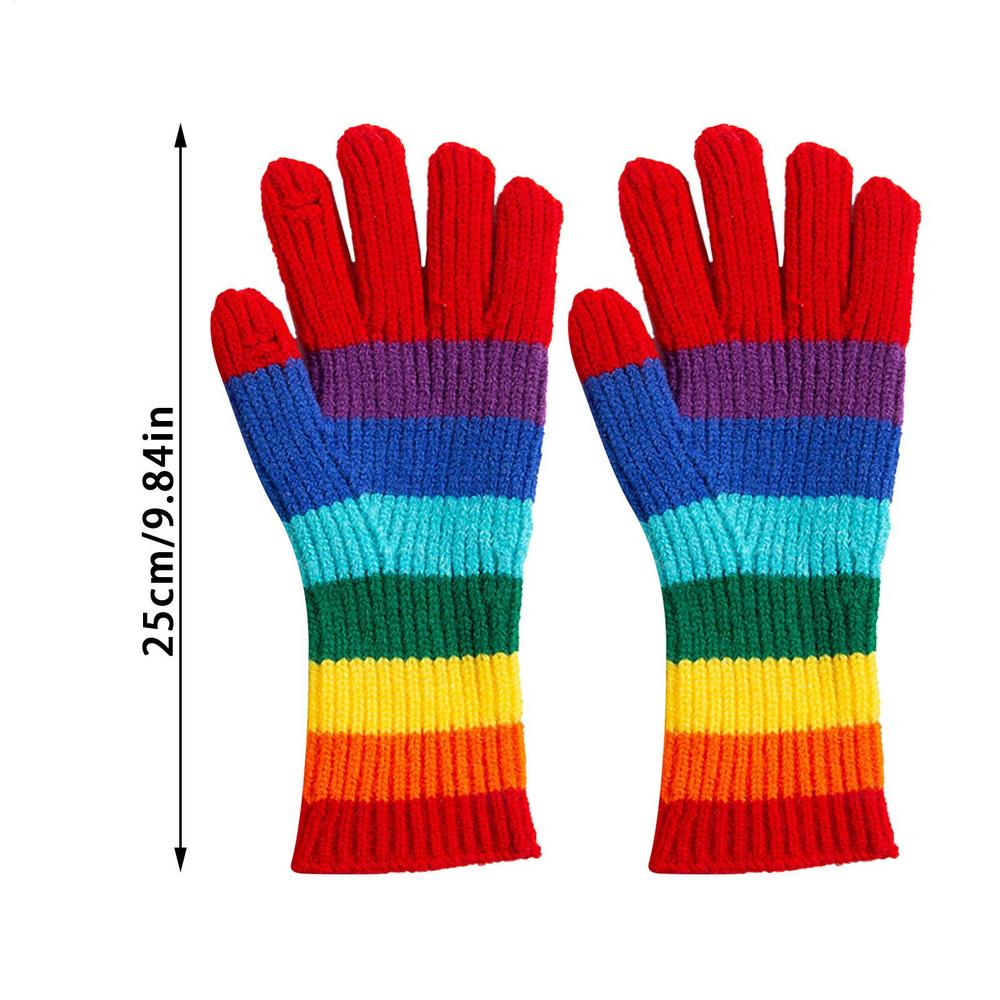 

Rainbow Touchscreen Winter Gloves Warm Knit Mittens Non-Slip Grip for Women, Driving, Running, Skiing & Outdoor Commuting