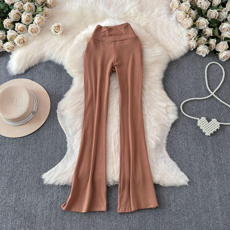 

Internet Celebrity Ins Casual Pants for Women Niche Style Best Selling High Waist Silm Bootcut Pants Sexy Figure Yoga Pants Light brown One size