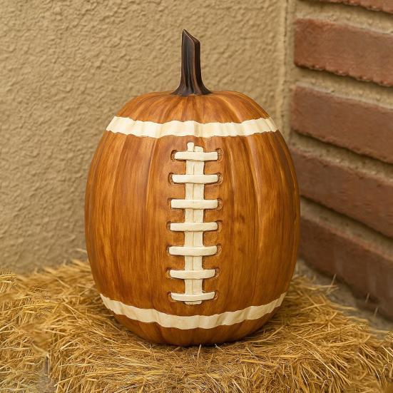 Football Pumpkin Ornament Resin Handmade Halloween Figurine Fall Football Halloween Event Decoration