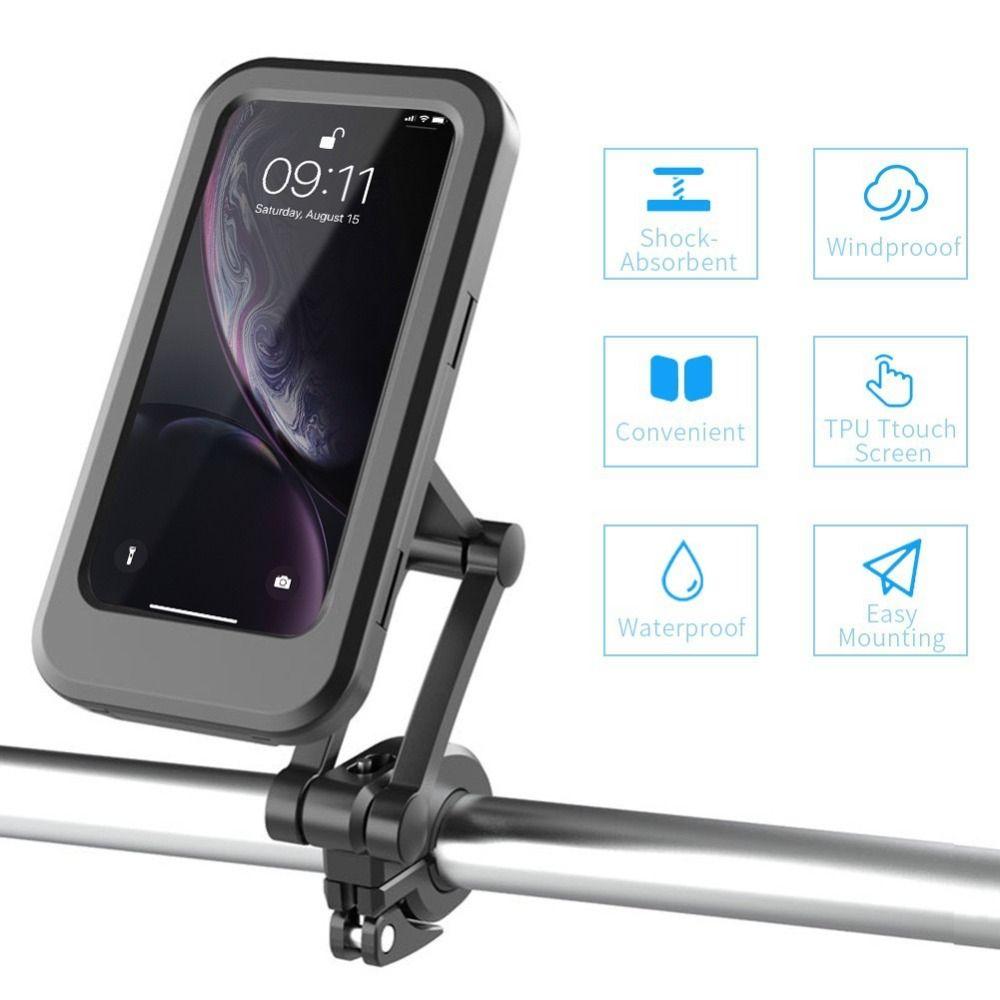 Anti-shake Motorcycle Phone Holder 360° Swivel Waterproof Rearview Mirror Bracket Universal Adjustable Bicycle Phone Stand MTB