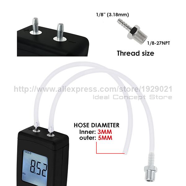 Manometer MAN-45 Digital Portable Handheld Air Vacuum Gas Pressure Gauge Meter with Backlight 11 units +/- 13.78kPa +/- 2PSI