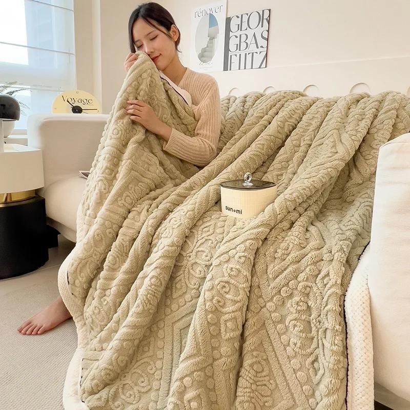 Super Soft Fluffy Lightweight Fleece Blanket Soft Warm Winter Blanket with Heat Retention Throw Lap Blanket Simple Solid Color