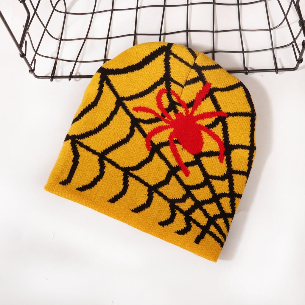 Spider Pattern Knit Beanie For Men And Women Warm Streetwear Fashion 2023