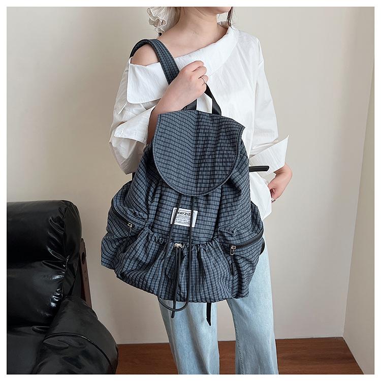 Fashion Retro Plaid Commuting Backpack Casual Large Capacity Versatile Lightweight Schoolbag Backpack