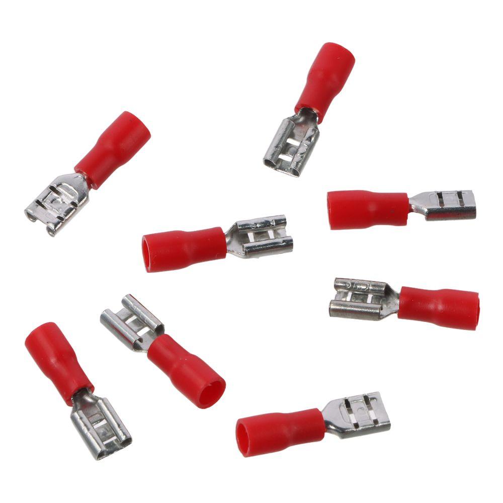 100PCS AWG 22-16 Insulated Spade Wire Connector FDD1.25-187 Red Female Connectors