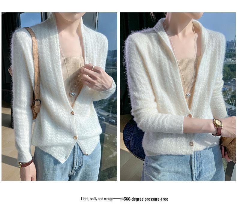 Women's 100% Wool Stand Collar Cardigan - Autumn/Winter Fashion Versatile Outerwear