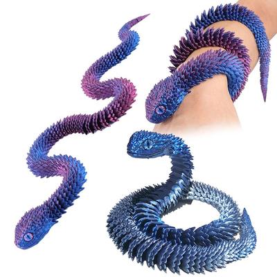 With Movable Joints 3D Printed Snake Fish Tank Crystal Snake Fidget Toys  Kids Boys Girls Adults