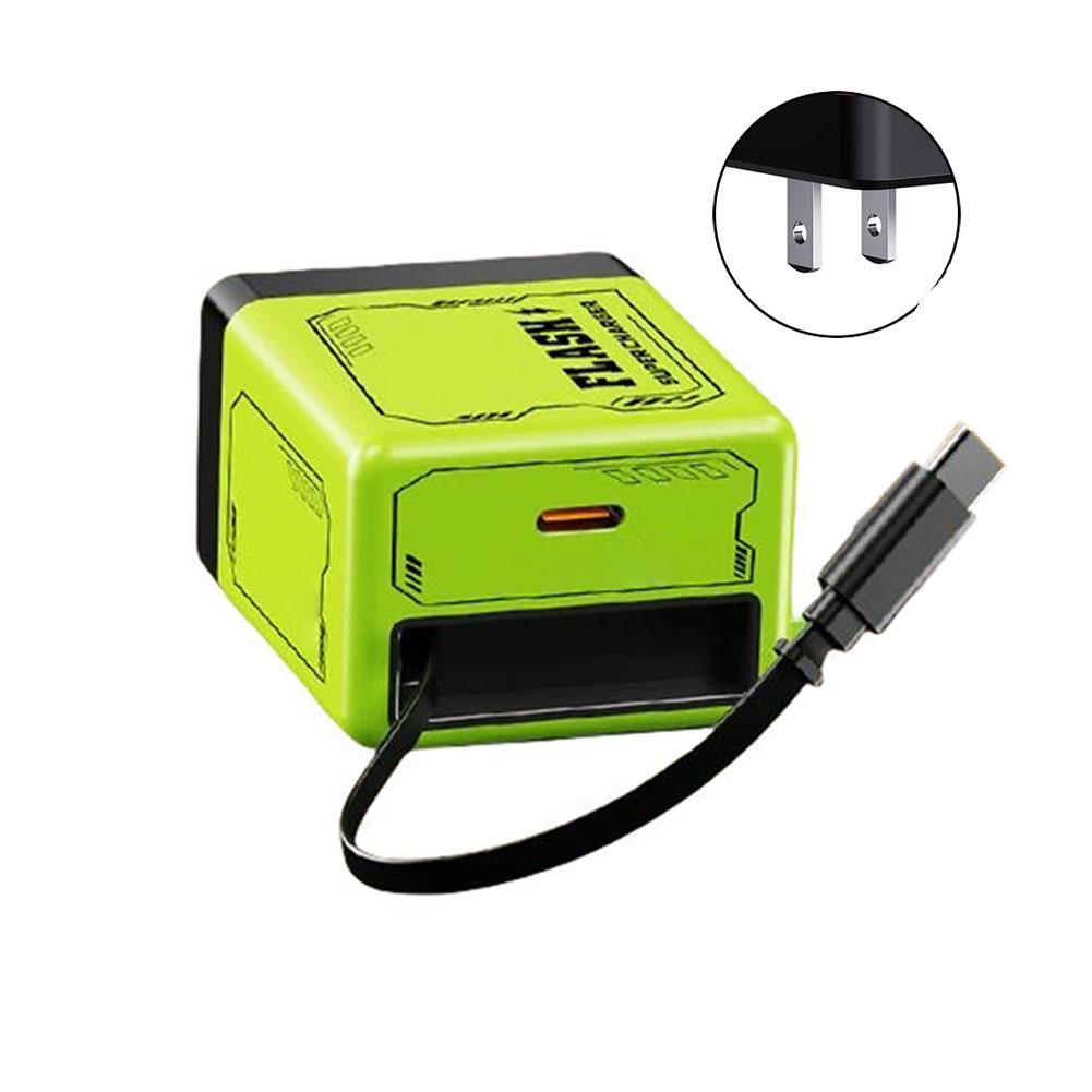 120W Type C Fast Charging Charger Type-C Port+Type-C Retractable Data Cable Phone Charger For iPhone Huawei Samsung Xiaomi Table