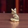 Creative Brass Small Retro Fox Shape Ornament, Micro Landscape Tea Pet Indoor Desktop Decorations, Metal Crafts Accessories, 1Pc