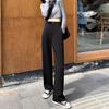 Women's High-Waist Black Wide-Leg Suit Pants - Summer Thin, Slim, and Casual Professional Trousers