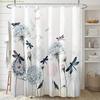 1 Pieza Cortina de Ducha Estampada con Diente de León y Libélula en Acuarela Tela de Poliéster Impermeable con Ganchos Decoración para Baño del Hogar
