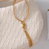 Delicate Tassels Detail Lock Charm Necklace Adding Movement and Graces Adjustable Fit Feminine Elegances Clavicle Chain