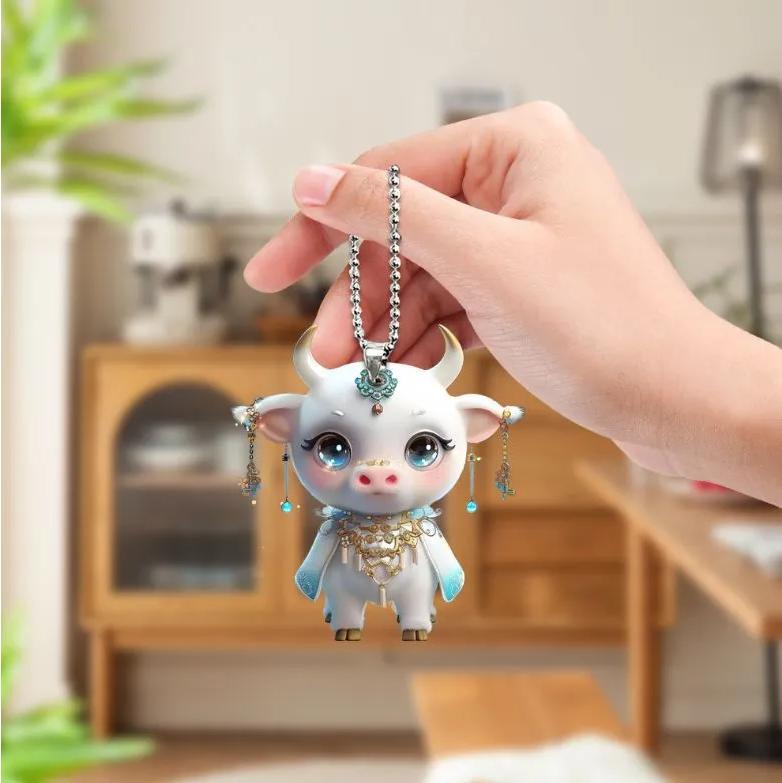 2D Cute Car Akrylowe Płaskie Lusterko Wsteczne Brelok Brelok Akcesoria