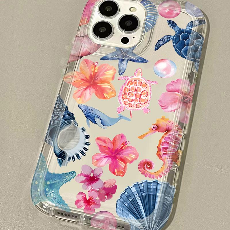 Blue Ocean Animals Phone Case For iPhone 16 15 14 Pro 13 12 11 Max Plus 7 8 Plus XR X XS SE 2020 Shockproof Soft Silicone Cover