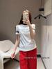 Unisex Classic Color Block Letter Print Round Neck T-Shirt