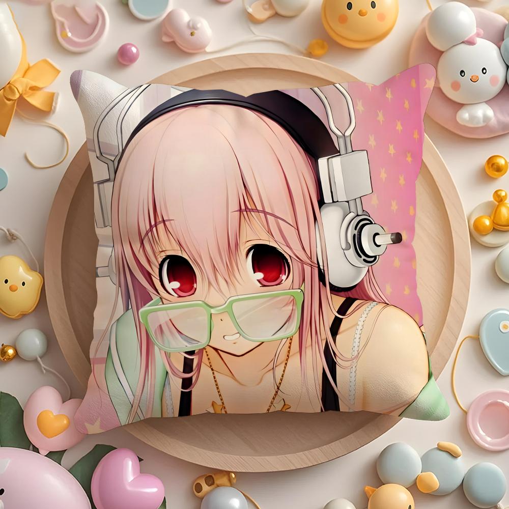S-SUPER Anime S-SONICO Poszewka na poduszkę do domu i samochodu, wielofunkcyjna - Dwustronna, Miękka i Trwała do codziennego użytku