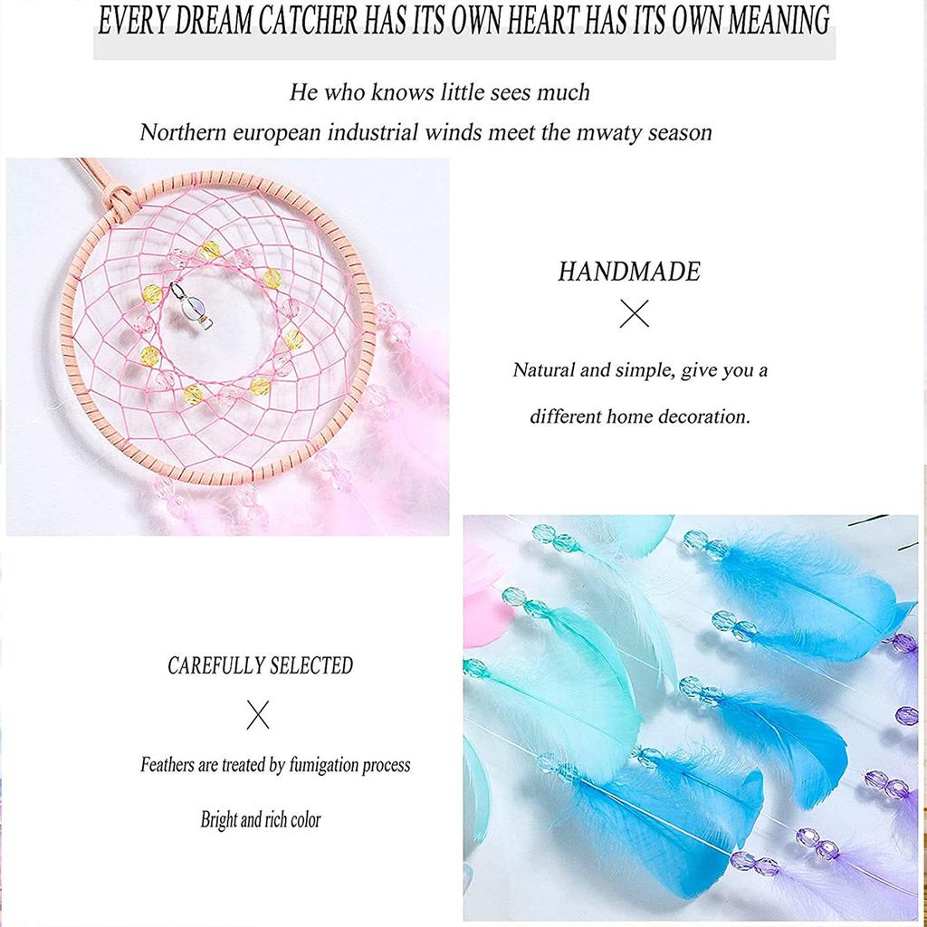 Handmade Dream Catcher Wall Decoration with LED Lights And Colorful Feathers for Home Decor Wall Hanging Design Craft Gift