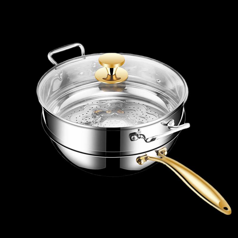 San Jia Long 28cm Stainless Steel Wok with Steamer