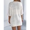 QICED Spring Summer Cut-out Short-sleeved Knitted Cardigan for Vacation Sun Protection Women's Wear