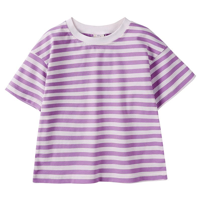 Kids' Summer Striped Cotton T-Shirt - Short Sleeve Korean Style